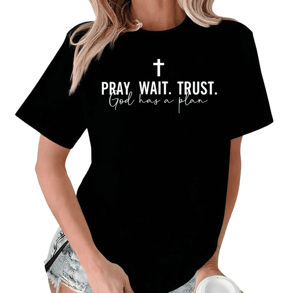Black Minimalist Christian Cross Print Tshirt Graphic Tees Shirts S-5XL Everyday Religious Casual Tops