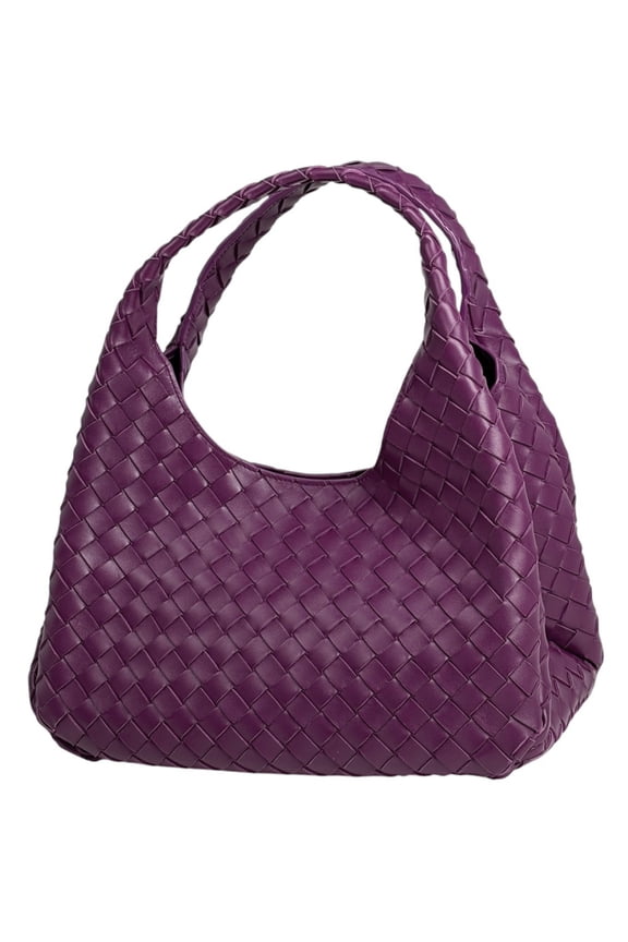 Pre-Owned Bottega Veneta Campana Medium Intrecciato Tote Bag, Leather, Purple, Women's