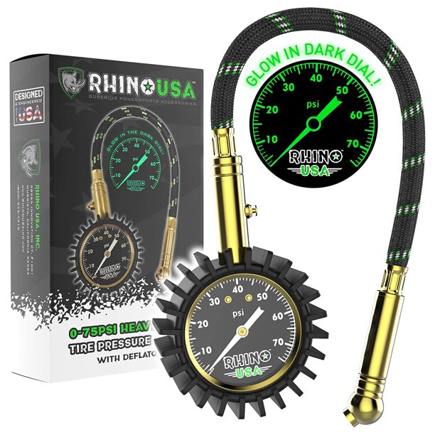 RHINO USA Heavy Duty Tire Pressure Gauge (075 PSI) NEW FREE SHIPPING