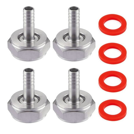 

4PCS Stainless Steel Beer Coupler Fitting Beer Line Connector Kit Hex Nut 5/8 Inch G Thread x 5/16 Inch Barb