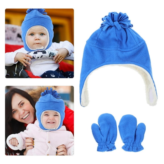 KONTONTY 1 Set Ear Flap Caps for Boys Cotton Dark and Loop Tape Infant Outdoor Walks