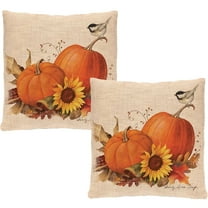 Walbest 2 Pack Fall Pillow Covers 18x18 Inch for Fall Decor Pumpkin Maple Leaves Sunflower Vase Outdoor Fall Pillows Decorative Throw Pillow Case, Farmhouse Thanksgiving Autumn Cushion Case