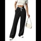 thumbnail image 2 of Pantalones Deportivos Holgados de Cintura Alta con Cordón Ajustable para Mujer, Pantalones Deportivos de Pierna y Bolsillos Negro M, 2 of 7