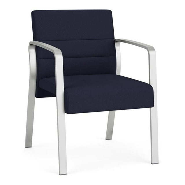 Pemberly Row Chaise d'Invité de Réception en Tissu Polyester Bleu Marine/argent