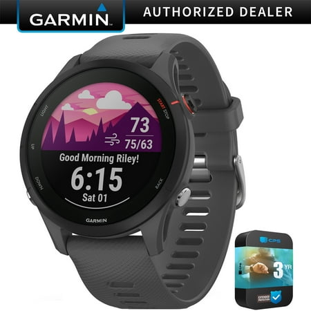 Garmin 010-02641-00 Forerunner 255 GPS Smartwatch Slate Gray Bundle with 3 YEAR CPS Enhanced Protection Pack