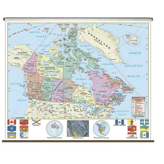 Universal Map 28483 Canada Map-Roller Politique Essentiel