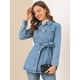 thumbnail image 2 of Chaqueta Vaquera Holgada De Manga Larga Con Lazo En La Cintura Informal Para Mujer Azul M, 2 of 6
