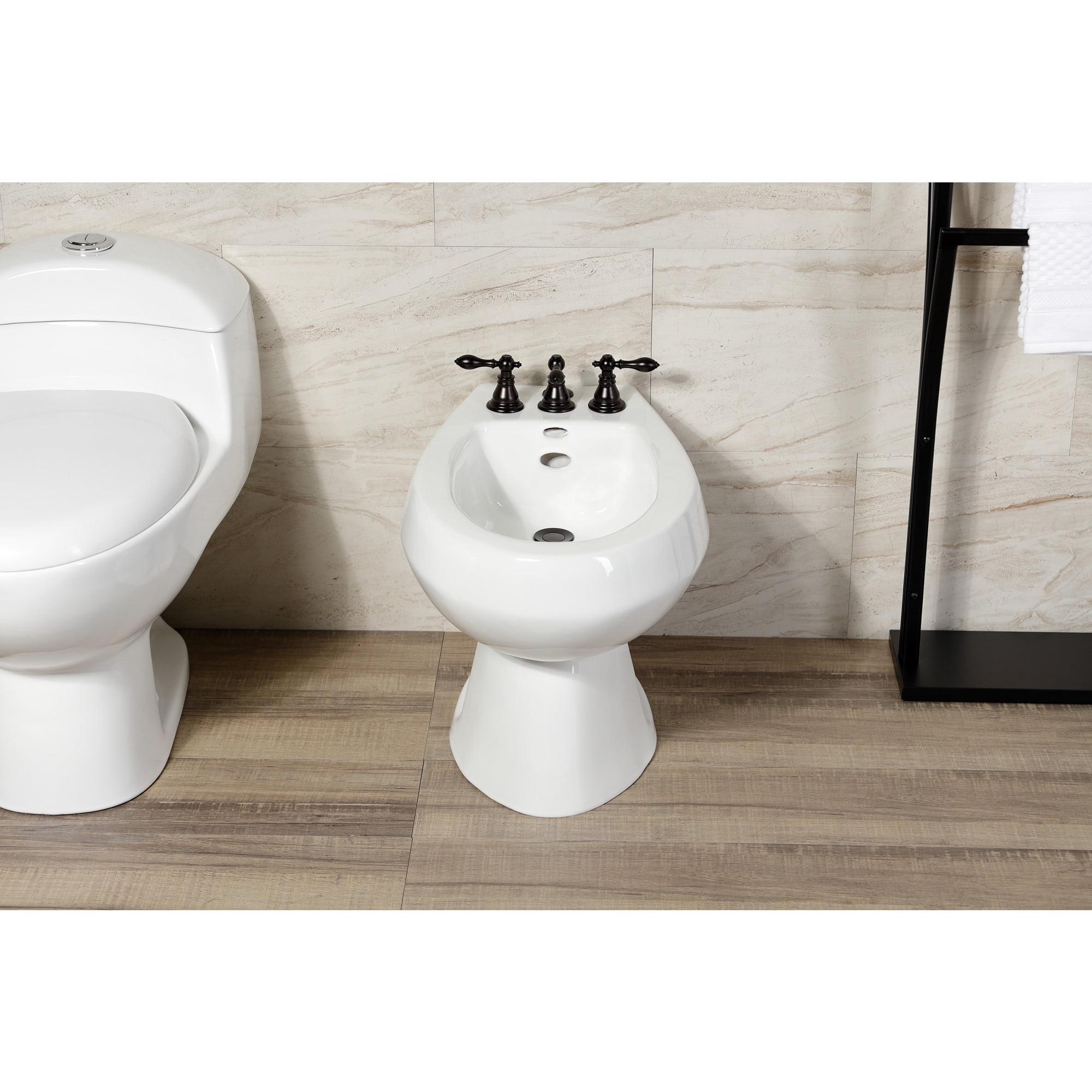 Kingston Brass KB325ACL American Classic Three-Handle Bidet Faucet with Brass Pop-Up, Oil Rubbed Bronze