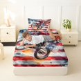 thumbnail image 4 of Manfei Racing Motocross Twin Sheets,Vintage American Flag Bedding,Blue Red White,3 Pieces,1 Fitted Sheet and 1 Pillowcase, 4 of 6