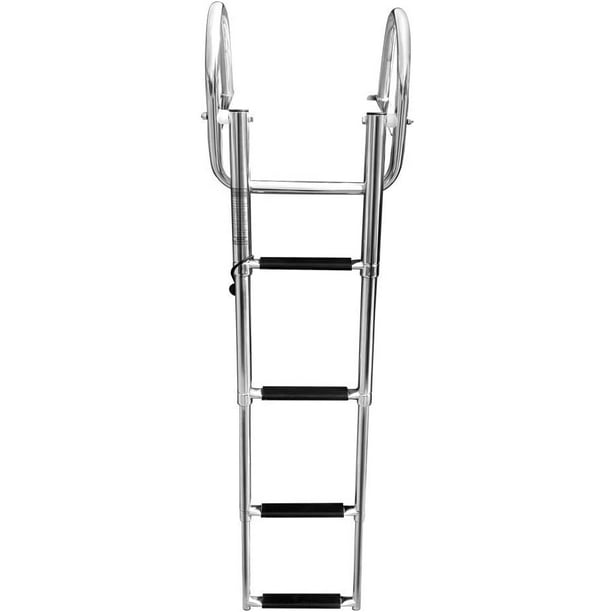 Grtdhx 4 Steps Pontoon Boat Ladder, Stainless Steel Folding Telescoping  Rear Entry Inboard Ladder Heavy Duty Custom Swim Deck Ladder with Pedal  Hand 