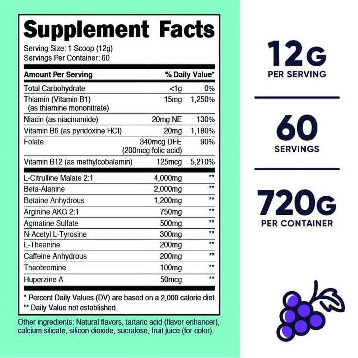 Nutricost Pre-Workout For Women Grape (60 SERV) - Non-GMO, Gluten Free, Supplement