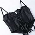 thumbnail image 6 of lcziwo Corset Tops for Women Cotton Spaghetti Strap Overbust Bustier Laceup Camisole Going Out Party Cropped Tank Top Black S, 6 of 9