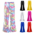 thumbnail image 7 of Girls Sequin Flare Pants High Waisted Glitter Wide Leg Trousers Sparkly Party Dance Pants Kids Performance Wear For Valentines Carnival Birthday Graduation Baby Girl Clothes 1-16Y Pink,140=6-7Y, 7 of 7