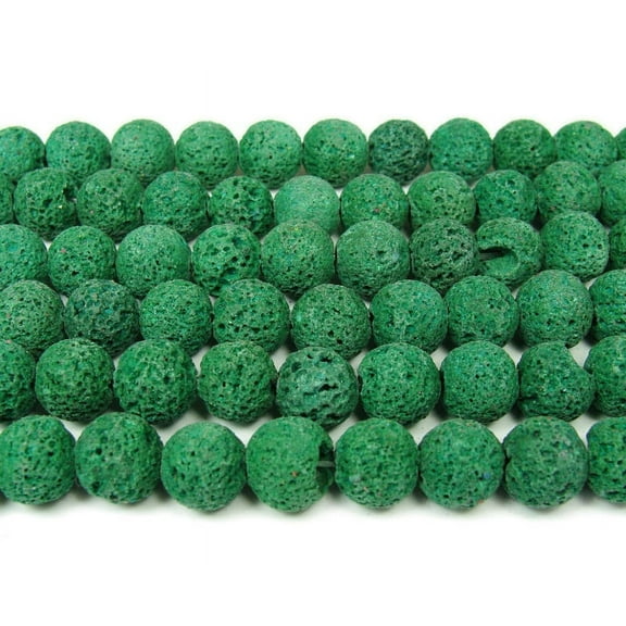 10mm 15.5 Inches Dark Green Lava Round Beads Genuine Gemstone Natural Jewelry Making