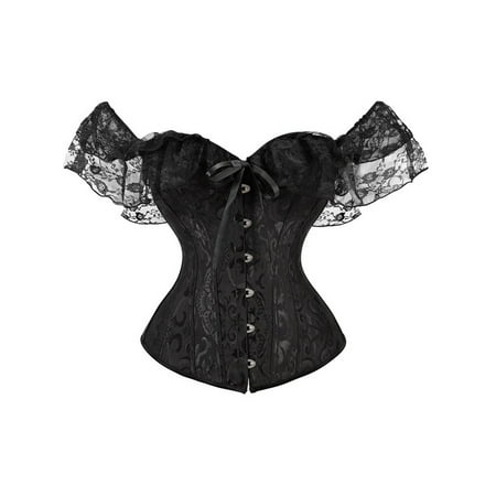 

One Opening Women Short Sleeve Corset Tie-up Boat Neck Close-fitting Crop Tops