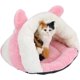 thumbnail image 4 of Nido para mascotas Rosa Blanco Felpa Linda forma de conejo Mascota Invierno Cálido Saco de dormir semicerrado Casa nido triangular para gatos 38 x 45 x 25 cm / 14,96 x 17,72 x 9,84 pulgadas Regalos, 4 of 5