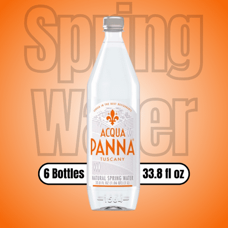 Acqua Panna Natural Spring Water 33.8 fl oz Bottles 6 Pack, Smooth Balanced Taste Premium Still Water for Home, Dining, Office, and Travel