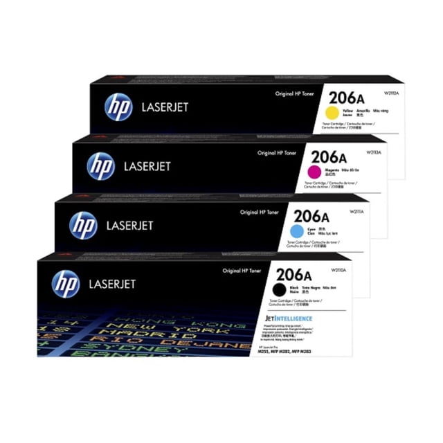 Combo de 4 Toners Originales HP 206A Negro Cyan Magenta Amarillo