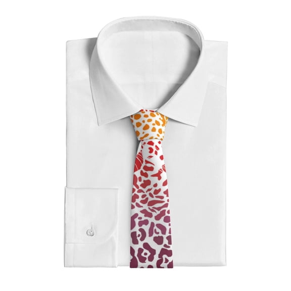 Uemuo Leopard Skins And Heads Pattern Men's Necktie Classic Silk Tie Woven Jacquard Neck Ties Business Necktie Gift for Men