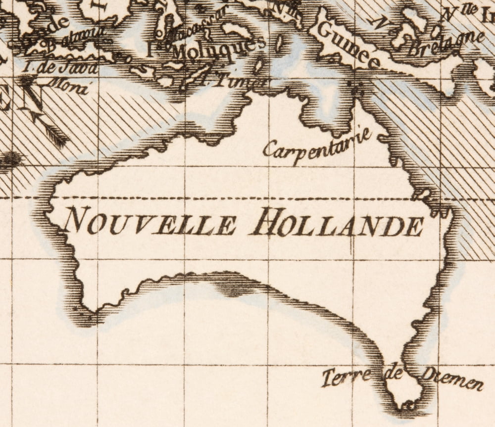 Australia Circa 1760 Mercator Projection From Atlas De Toutes Les Parties Connues Du Globe Terrestre By Cartographer Rigobert Bonne Published Geneva Circa 1760 Canvas Art - Ken Welsh Design Pics (15