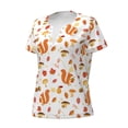 thumbnail image 3 of Wukai Squirrel InThe Forest3 Casual V-Neck Graphic Tees for Women: Lightweight and Breathable Summer Tops with Stylish Design-Large, 3 of 8
