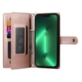 thumbnail image 2 of Allytechgroup Wallet Case for Apple iPhone 13 Pro Max, 9 Cards Holder + Zipper Pocket + Hand Wrist Shockproof Stand Flip Cover RFID Blocking Phone Case for Women Men, Pink, 2 of 7