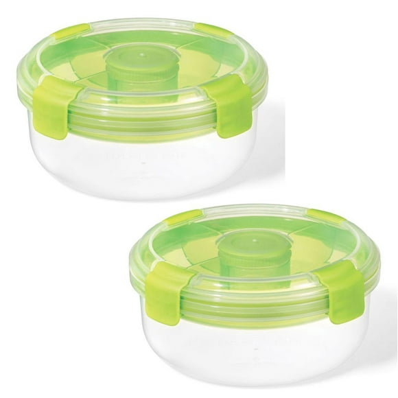 LocknLock - Set of 2 EasyLunch Salad Containers, 1.3 Liter Capacity, Green