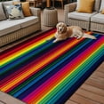 thumbnail image 2 of Fsddascl Rainbow Stripes Outdoor Rug for Patio/Deck/Porch, Non-Slip Large Area Rug 4 x 6 Ft, Mexico Colored Stripes Minimalist Indoor Outdoor Rugs Washable Area Rugs, Reversible Camping Rug Carpet, 2 of 5