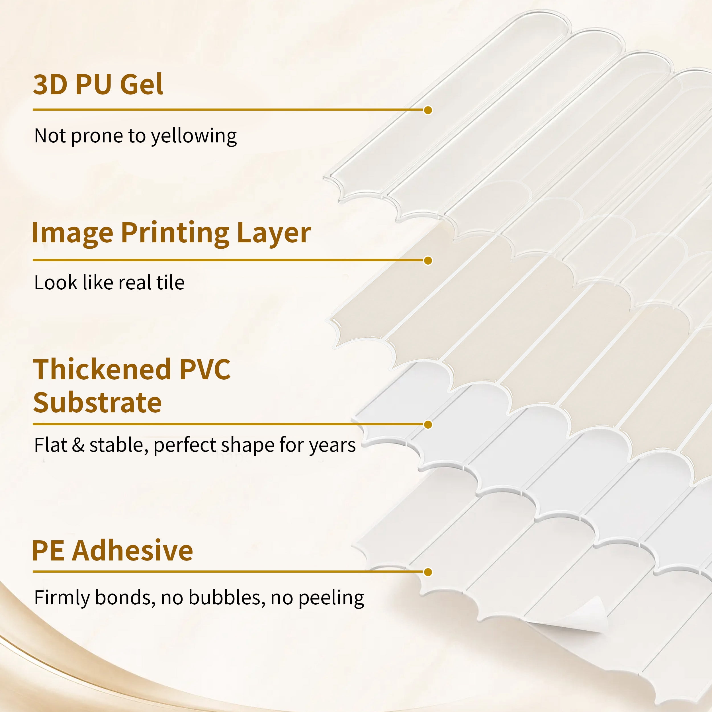 Stick3D 10Pcs 3D Peel and Stick Backsplash 12"x12" Self-Adhesive Wall Tile for Kitchen Bathroom, Beige
