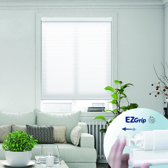 Regal Living EZ Grip No Tool No Drill Cordless 1" Light Filtering Cellular Shade, White - 28" W x 48" L