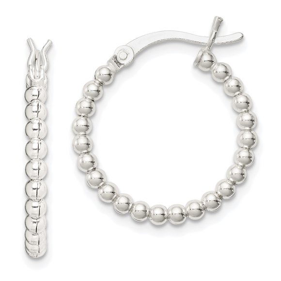 925 Sterling Silver Beaded 2mm Hoop Earrings Round