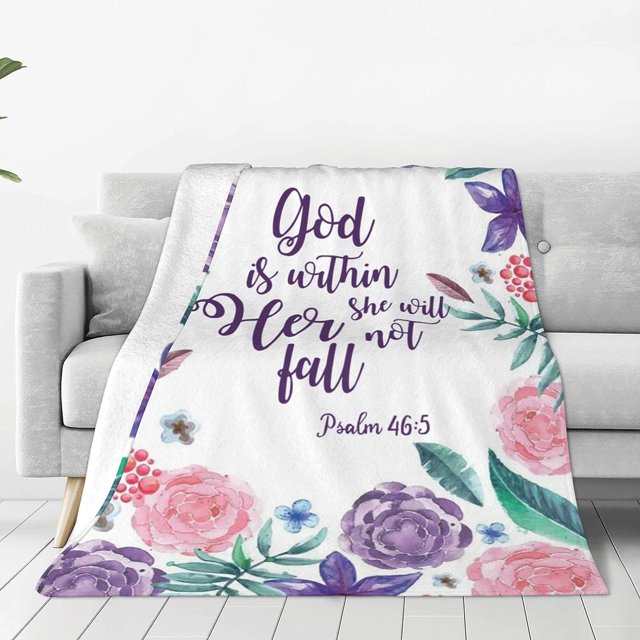 LHSHID God is Within Her Blankets Bible Verse Blanket Spiritual Gifts for Women Soft Fluffy She Will Not Fall Fleece Blanket Get Will Soon Blanket Gift for Mom Women 30"x40"