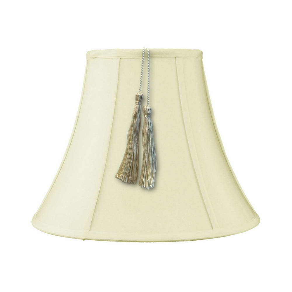 7x14x11 Bell Tassel Lampshade, Eggshell Shantung Fabric