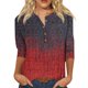 thumbnail image 1 of Top de cuello con estampado retro SCZ Botones de manga larga casual de moda para mujer rojo M, 1 of 6