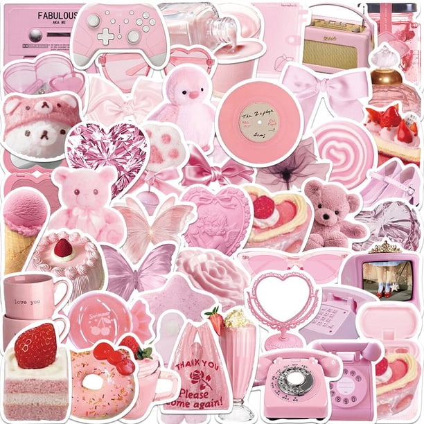 Pegatinas bonitas de color rosa para niños, 10/30/50 uds, juguetes estéticos, estilo INS, calcomanías de oso Kawaii para niñas, papelería, teléfono, portátil, equipaje, Coche