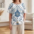 thumbnail image 4 of Womens Summer Short Sleeve Tops Basic Henley Neck Button Down Blouses Flowy Tunic Shirts Trendy Outfits with Pocket, 4 of 6