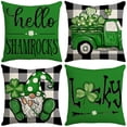 thumbnail image 2 of KOYPTL St.Patrick's Day Decorations Pillow Covers 18 x 18 Inch Set of 4 Green Shamrock Heart Lucky Charm Buffalo Plaid Pillow Cases for Home Sofa Couch Cushion Decor, 2 of 6