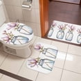 thumbnail image 5 of Purple Flower Bathroom Rugs Set Glass Bottle Floral Non Slip Absorbent Soft Bath Mats 3 Piece Set with Bathroom Rug, U-Shaped Floor Mat, Toilet Seat Cover Large Size, 5 of 9