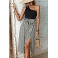 thumbnail image 4 of KRE Prime Women Striped One-Shoulder Slit Dress, 4 of 6