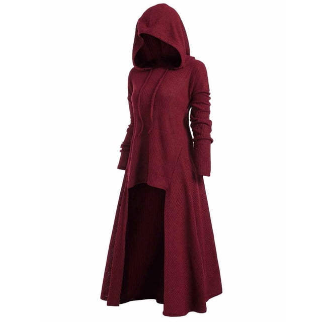 Pompotops Femmes Blouse en Vrac Tops Pull Grande Taille Manteau Robe Rétro Élasticité à Capuche
