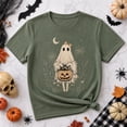 thumbnail image 2 of VNJQPG Women's Vintage Ghost Holding Pumpkin Halloween T-Shirt(B5-Olive Green,M), 2 of 3