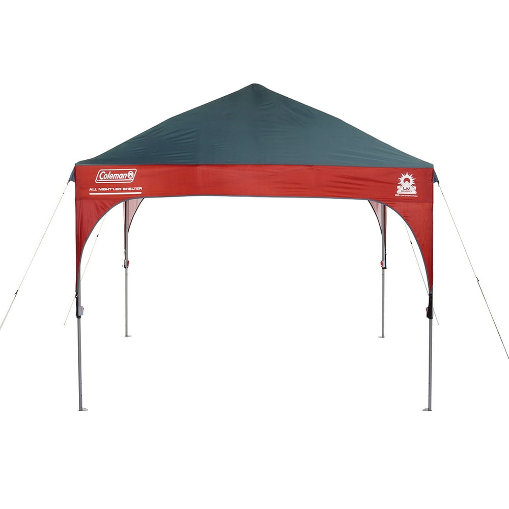 Coleman Outdoor Canopy with All Night LED Lighting, 9x9 ft, Red ...