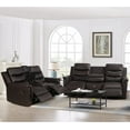 thumbnail image 3 of Sofa PU Leather Recliner Loveseat with Console Slate, Sofa Recliner with Cup Holder, Double Recliner 3-Seater for Living Room Theater Seating Rv Furniture (Brwon, 3-Seater), 3 of 6
