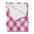 thumbnail image 2 of Abstract Soft Flannel Fleece Throw Blanket, Geometric Diagonal in Pastel Color Girls Style Checked Design, Cozy Plush for Indoor and Outdoor Use, 50" x 70", Fuchsia Pale Pink White, by Ambesonne, 2 of 5