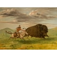 thumbnail image 2 of Catlin, George 32x25 White Modern Wood Framed Museum Art Print Titled - Indian Killing Buffalo with Bow and Arrow, 2 of 4