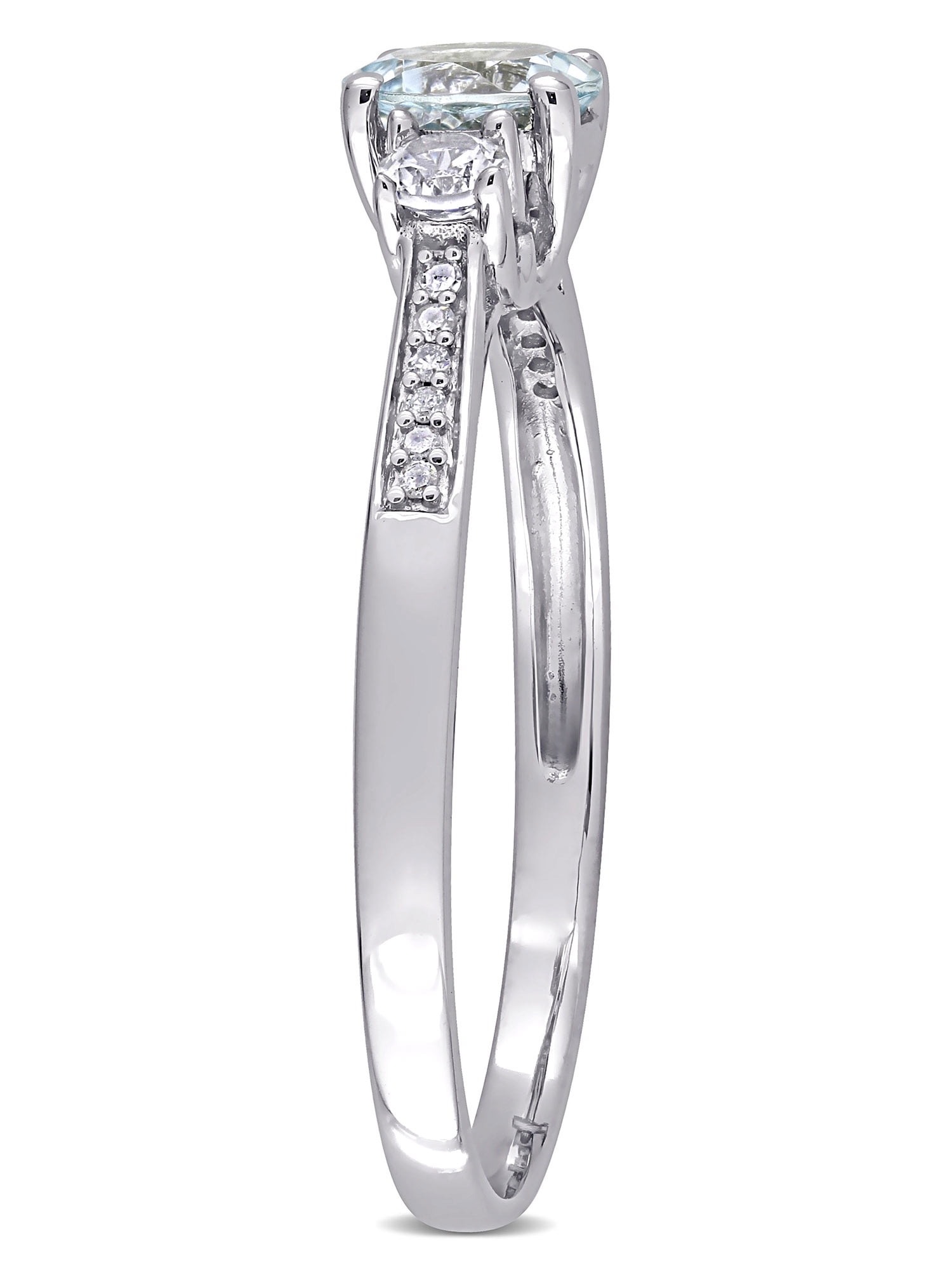 Everly Women's Created Sapphire and Aquamarine 10K White Gold Engagement Ring