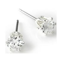 Silver Crystal 5mm Cubic Zirconia Small Round Stud Earrings