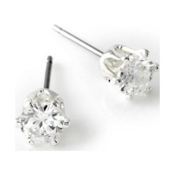 Silver Crystal 5mm Cubic Zirconia Small Round Stud Earrings