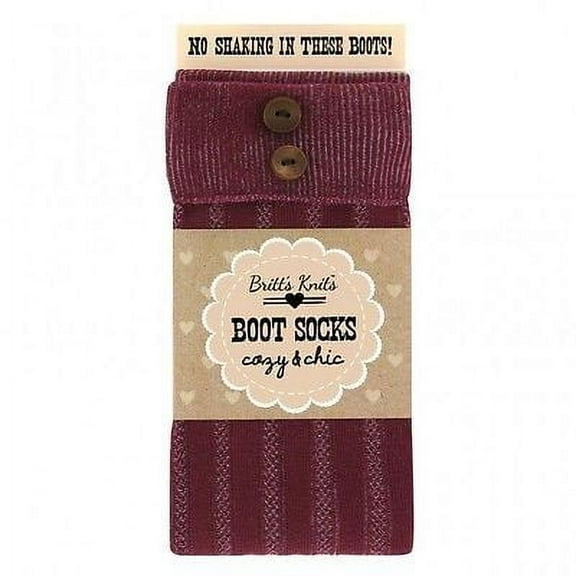 Britt's Knits Non-Frilled Maroon and Faded White Stripes Boot Socks