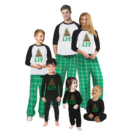 

Matching Christmas Family Pajamas Set Let s Get Lit Green Red Bottom Men Women Kids Baby Family Sleepwear
